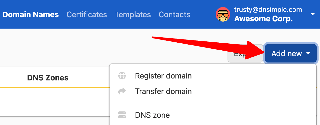 Adding a domain button